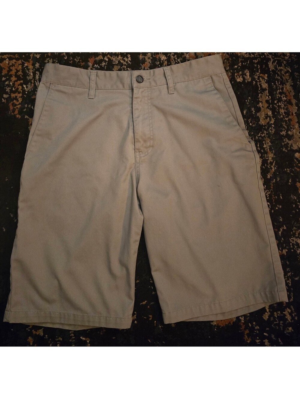 Volcom Frickin Chino Shorts Mens Size 30 Khaki Tan Y2K Skater Flat Front